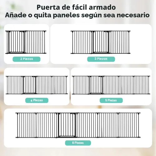 Vista 4 de COMOMY 150" Baby Gate Extra Wide, Dog Gate for House Stairs Doorways Negro