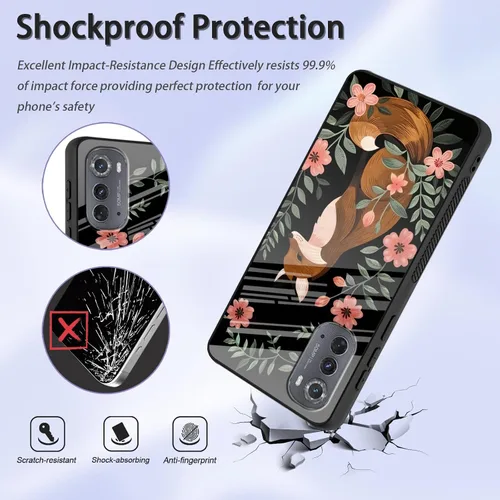 Vista 213 de Funda para Motorola Moto Edge 2022, cubierta trasera de vidrio templado con protector de pantalla, funda protectora a prueba de golpes para Motorola