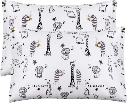 Vista 8 de Funda de almohada para niños pequeños, paquete de 2 fundas de almohada 100% algodón para niños y niñas, funda de almohada de 15 x 23 pulgadas, se