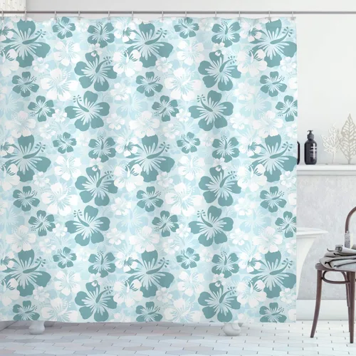 Vista 94 de set de cortina para baño decorativa de tela de poliéster con ganchos