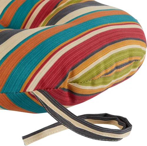 Vista 3 de Greendale Home Fashions Cojín redondo para asiento bistro de 15 pulgadas, 2 unidades (paquete de 1), Adobe Stripe