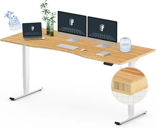 Vista 21 de FlexiSpot E6 Bamboo - Escritorio eléctrico de pie de 3 etapas con motor dual de 48 x 24 pulgadas, soporta 220 libras, altura ajustable con ajustes