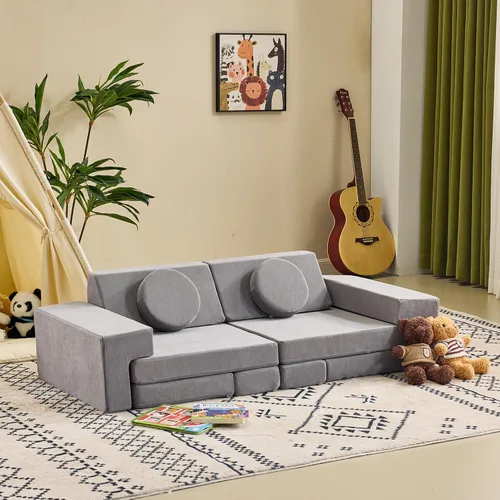 Vista 2 de Karl home Sofá infantil de 14 piezas, sofá modular de espuma para niños, color gris