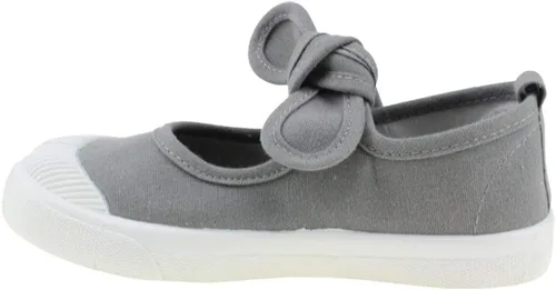 Vista 3 de Maxu - Zapatos planos de lona para niña, con lazo, color gris, talla 6.5, Gris