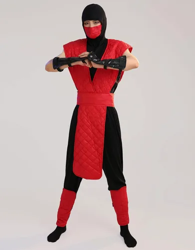 Vista 4 de Miccostumes Disfraz de cosplay Ninja Red Fighter para hombre Halloween