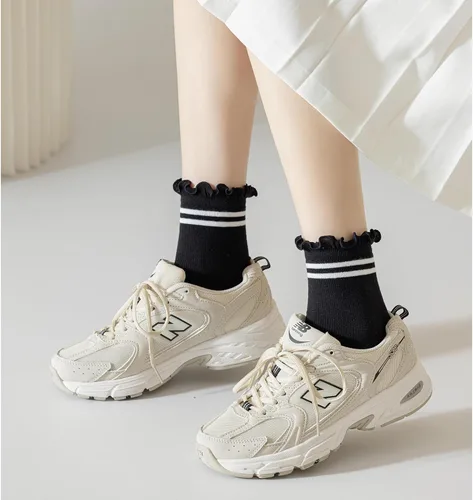 Vista 5 de Mcool Mary Womens Socks, Ruffle Turn-Cuff Casual Ankle Socks Breathable Cool Knit Cotton Lettuce Crew Frilly Sock 6 Pack