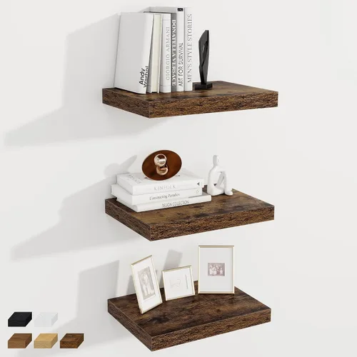 Vista 54 de Fun Memories Pequeños estantes flotantes para pared, estantes cuadrados de pared de 8 pulgadas con soportes invisibles, estantes negros para baño