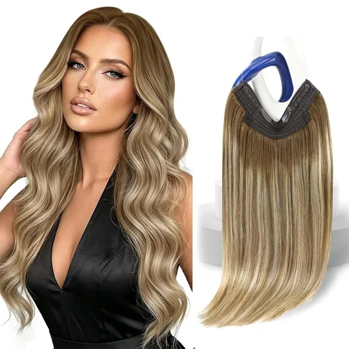Vista 43 de Sunny - Extensiones de cabello humano real, con cable/hilo y clips ajustables, aplicación invisible, 2.82 onzas, 12 pulgadas, color rubio cenizo