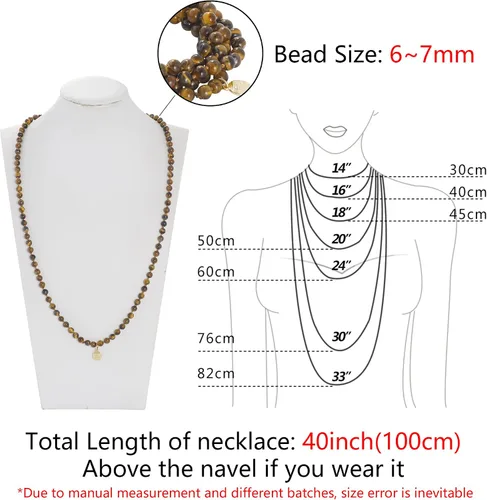 Vista 6 de Firstmeet Stone Necklace Long Agate Beads Chain Round Smooth Bracelet Jewelry for Women