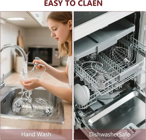 Vista 6 de Accesorios de Acero Inoxidable 3 Piezas para Batidora de Pie KitchenAid de Cabeza Inclinable de 4.5-5QT y Tazón de Mezcla, Batidor de Alambre K45WW
