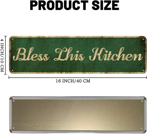 Vista 2 de Mukuko Letrero decorativo de pared para sala de estar – Bless This Kitchen – Letreros de decoración de pared familiar para cocina, dormitorio