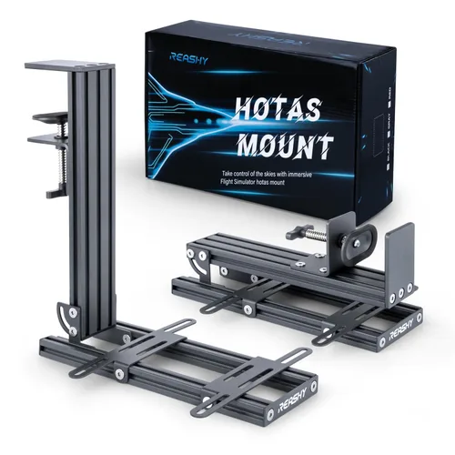Vista 8 de Reashy Hotas Mount, Joystick Mount, Aluminum Flight Stick Desk Mount for Logitech X56, X52, X52 Pro, Thrustmaster T.1600M, TCA, T.Flight Hotas One
