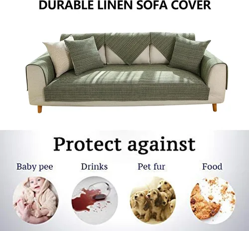 Vista 2 de Fundas de sofá impermeables y lavables en forma de L, antideslizantes, impermeables, para mascotas, resistentes a las arrugas, de algodón y lino