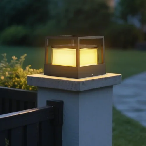 Vista 8 de Luces de poste solares al aire libre, lámpara de poste solar de 6.3" de crepúsculo al amanecer, luces de pilar impermeables Ip65, 3000k, aluminio