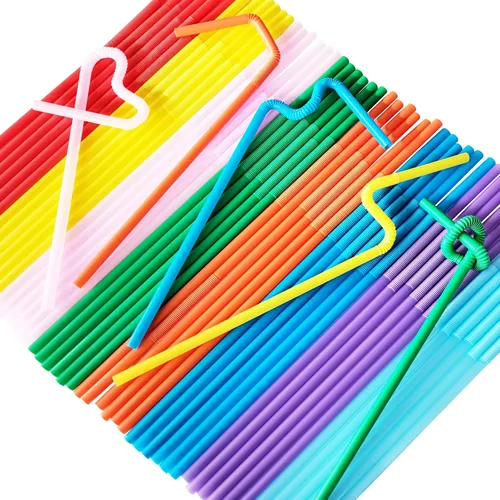 Vista 2 de KTOJOY 300 popotes flexibles y flexibles, desechables, de plástico, flexibles, flexibles, de 10.4 pulgadas de largo y 0.23 pulgadas de diámetro
