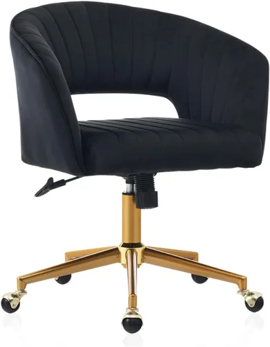 Vista 9 de Eifizek Silla de escritorio de oficina de terciopelo, moderna silla de escritorio ajustable para el hogar con ruedas, silla giratoria para Bean