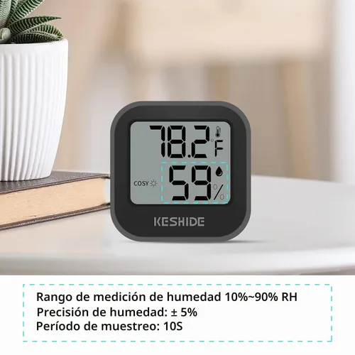 Vista 4 de Termómetro higrómetro digital para temperatura ambiente, medidor de humedad, termómetro interior, calibración de precisión, sensor de temperatura