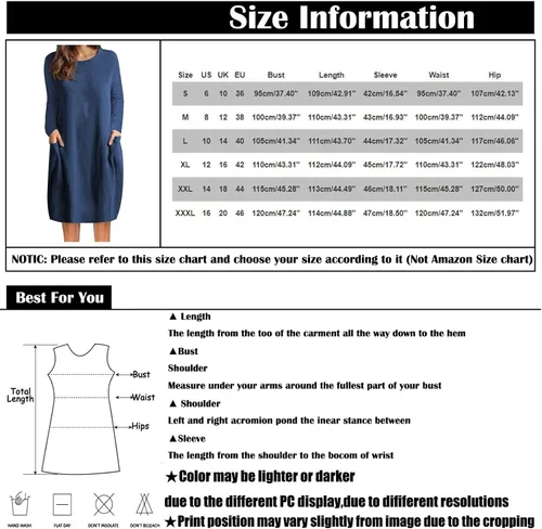 Vista 3 de Vestidos de otoño para mujer 2022 de algodón lino holgado casual de color liso con bolsillo vestido de manga larga