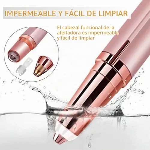 Vista 3 de Removedor eléctrico de cejas para mujer, luz LED, hoja de acero inoxidable, recargable, antialérgico, multifuncional, piel limpia, sin tirones