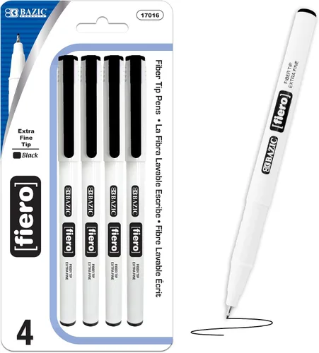 Vista 12 de BAZIC PRODUCTS Fiero - Bolígrafos fineliner surtidos, extrafinos, 4 unidades, 24 cajas Bolígrafos Fiero con punta de fibra surtida, cuello