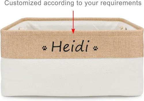 Vista 2 de Cesta de almacenamiento personalizada de juguetes para perros, plegable, caja de almacenamiento con nombre de la mascota, organizador para juguetes