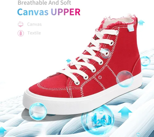 Vista 49 de Obtaom Zapatos de lona de alta calidad para mujer/hombre para jugar a media pantorrilla, zapatillas de deporte de moda casuales con cordones de alta