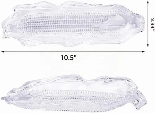Vista 2 de Elcoho Paquete de 9 bandejas de maíz de plástico transparentes con 18 soportes de maíz de acero inoxidable en la vajilla de mazorca