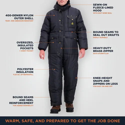 Vista 3 de RefrigiWear Iron-Tuff Insulated Coveralls with Hood, -50F Comfort