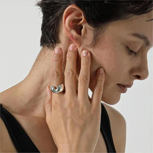 Vista 195 de Anillo de plata de ley 925, minimalista, ajustable, hecho a mano, para mujeres y niñas