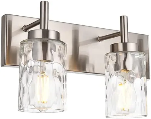 Vista 11 de BONLICHT 2 Apliques de Pared Estilo Casa de Campo Luces de Tocador Modernas Negras Accesorios de Iluminación para Baño con Pantalla de Vidrio Negro