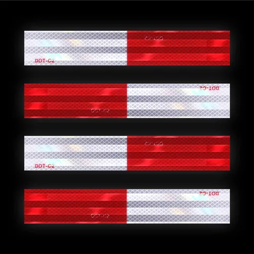 Vista 5 de Cinta Reflectante para Exteriores Roja Blanca 1 pulgada X 150 pies (2 Rollos) Impermeable Autoadhesiva DOT-C2 Cinta de Seguridad Reflectante