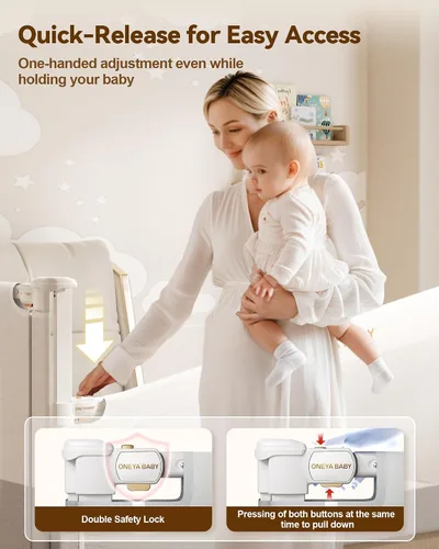 Vista 7 de 2 Barandillas de Cama de Tamaño Completo para Niños Pequeños, Sin Necesidad de Taladro, Protector de Barandilla de Cama para Bebé con Altura