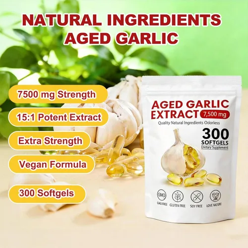 Vista 3 de Cápsulas de extracto de ajo envejecido de 7500 mg inodoro, 300 unidades de suplementos orgánicos de ajo envejecido para apoyo inmunológico