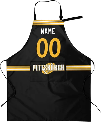 Vista 28 de Delantal con bolsillos, nombre personalizado y número, regalos personalizados para hombres y mujeres fanáticos del fútbol