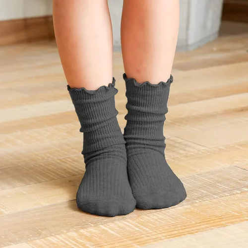 Vista 4 de JOCMIC Paquete de 6 calcetines con volantes para bebés y niñas calcetines con volantes