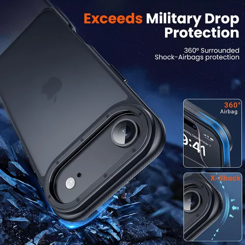 Vista 4 de Yriklso Funda 3 en 1 para iPhone Air, 1 protector de pantalla + 1 lente de cámara, a prueba de golpes para iPhone Air, protección contra caídas