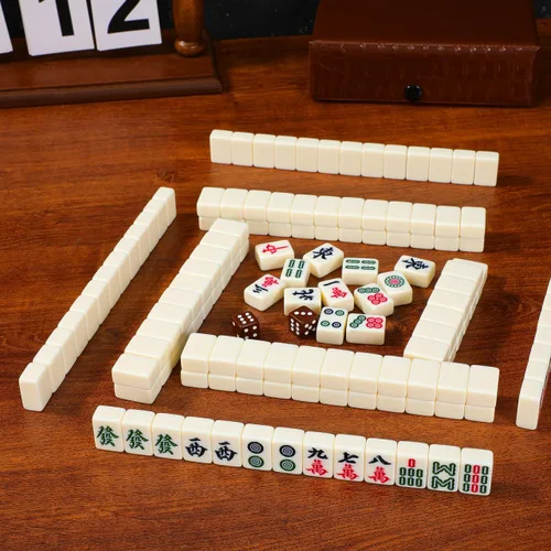 Vista 7 de BESTOYARD Mini juego de mahjong de viaje portátil con 146 azulejos marrón estuche de transporte para adultos principiantes y ancianos, reuniones