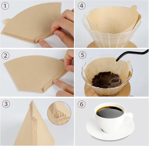 Vista 4 de 200 filtros de café #2, 2 filtros de café en cono natural sin blanquear, 2 filtros de cono de papel compatibles con cafetera, 100 unidades por caja