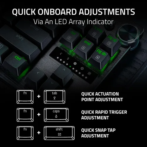 Vista 7 de Razer Huntsman V3 Pro TKL 8KHz Esports Teclado para gaming interruptores ópticos analógicos Gen 2-8000 Hz Pulsador a presión de sondeo - Disparador