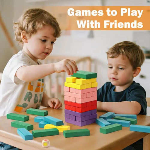 Vista 2 de Juego de mesa de bloques de madera para niños, 48 piezas