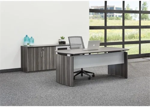 Vista 5 de Pemberly Row Carcasa de escritorio flotante para computadora de 72 pulgadas en acero gris