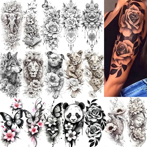 Vista 11 de 15 hojas de tatuajes temporales de colibrí de acuarela 3D de FANRUI para mujeres y niñas, pequeño, multicolor, colibrí, tatuaje, temporal, colorido