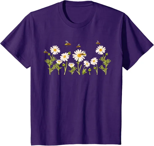 Vista 65 de Marguerites Daisy - Camiseta de verano con margaritas de jardín de flores, Negro, S