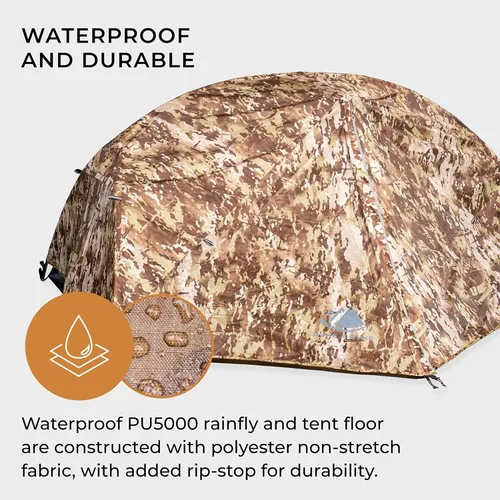 Vista 3 de Hyke & Byke Zion - Tienda de campaña de senderismo y mochilero, 3 estaciones, ultraligera, impermeable, para acampar con mosca de lluvia y huella, 1