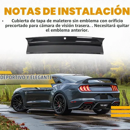 Vista 5 de KUAFU Panel de guarnición para tapa de maletero trasero compatible con Ford Mustang GT 2015-2023, cubierta central de maletero decorativa, tapa