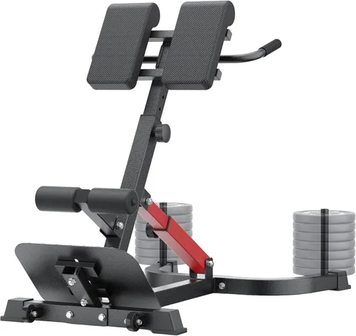Vista 10 de Extensor de respaldo de silla romana, banco de hiperextensión ajustable doble ángulo y altura para gimnasio en casa, máquina de ejercicio de espalda