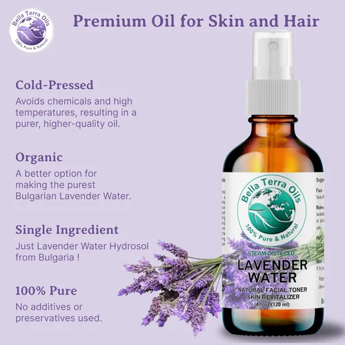 Vista 7 de Bella Terra Oils Hidrosol de agua de lavanda de primera calidad, 1 galón, destilado al vapor, tónico refrescante para la piel, aroma relajante