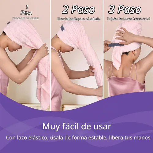 Vista 2 de Umisleep Toalla de microfibra extra grande para mujer, cabello rizado, largo y grueso, paquete de 2 toallas de secado de cabello ultra absorbentes