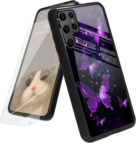Vista 148 de Funda para Samsung Galaxy A12 5G con protector de pantalla, parte trasera de vidrio templado + TPU de silicona suave que absorbe los golpes