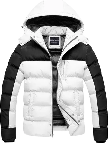 Vista 18 de CREATMO US Chaqueta acolchada para hombre, impermeable, para invierno, abrigo de esquí grueso y cálido